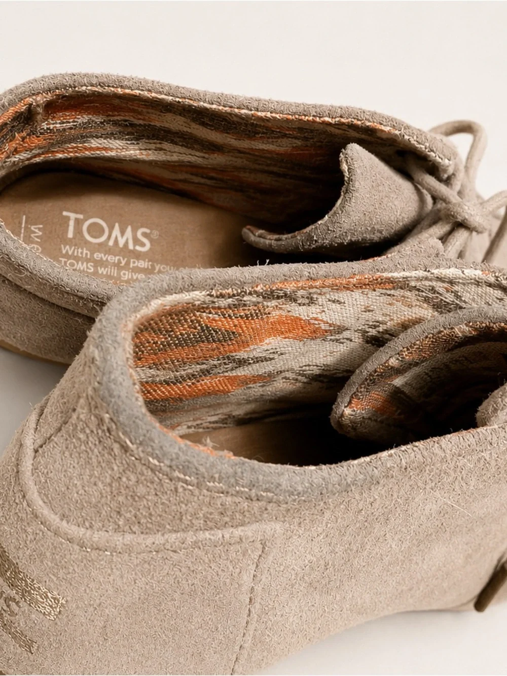 TOMS Desert Wedge Suede Lace Up Booties Taupe Boho Ankle Boots